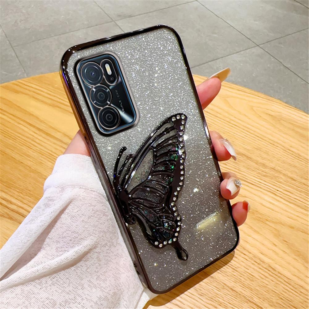

Glitter Butterfly Quicksand Plating Phone Case For OPPO A17 A16 A16S A54S A53S A91 A5 A9 A31 A53 2020 Reno 12 11 Pro 11F Cover For OPPO A16