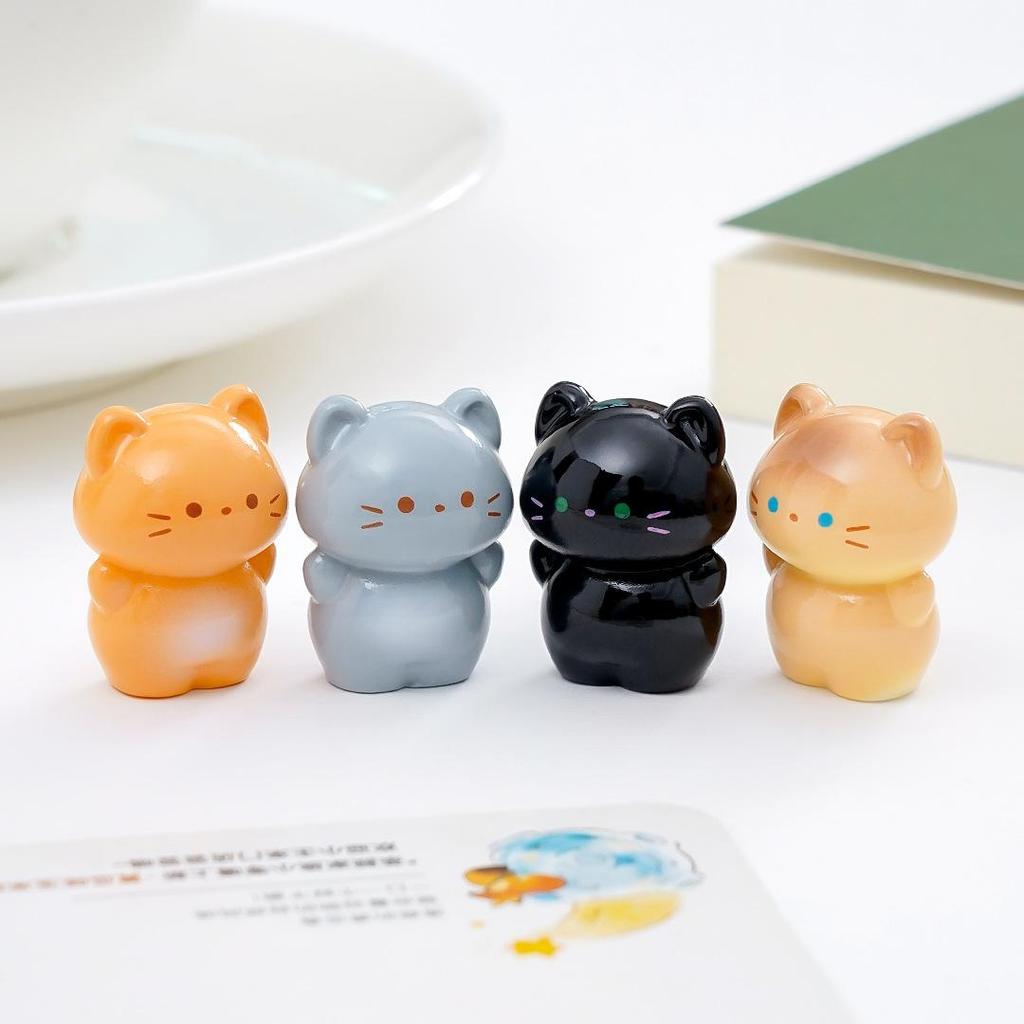6Pcs/set Cartoon Mini Cat Animal Miniatures Resin Ornaments Fairy Garden Decoration Moss Terrarium Micro Landscape