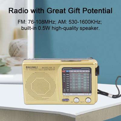 Portable Radio AM FM Full Multiband HiFi Sound Low Distortion Button Operation with Antenna Pocket Sized Radio