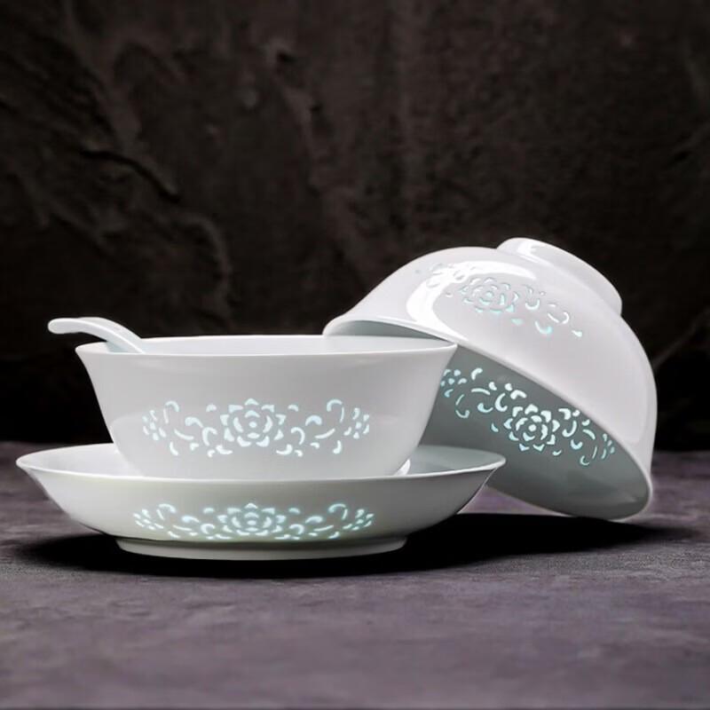 Aowei Jingdezhen Linglong Underglaze Ceramic Rice Bowl