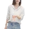 Women's Long Sleeved Shirt Hollow Hooded Knitted Sweater for Spring and Summer Women's Hollow Sweater