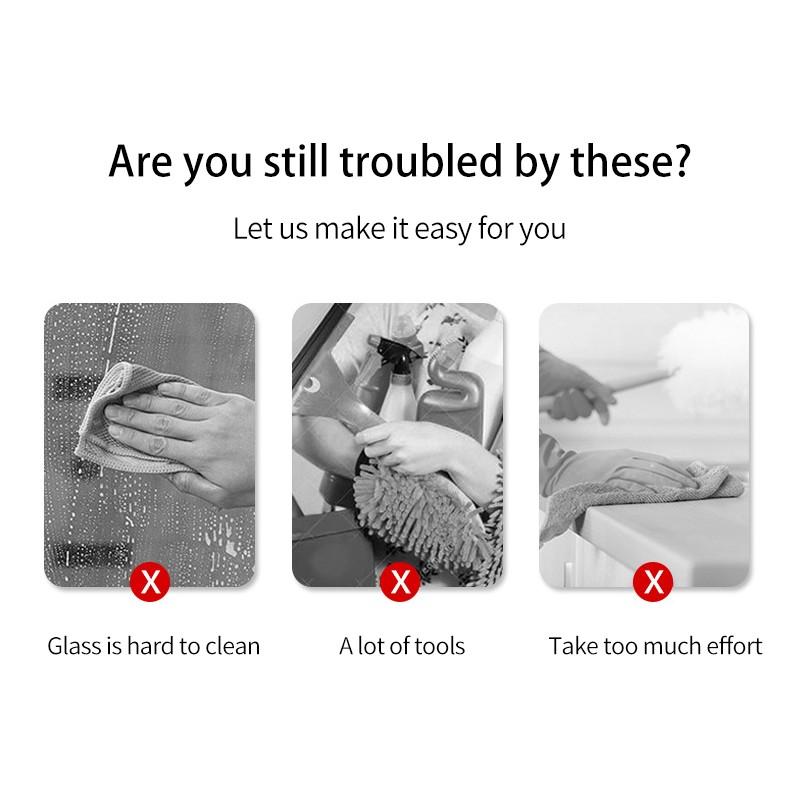 4-In-1 Window Scraper Glass Double-Sided Cleaning Brush Spray Pot Sponge Wipe Floor Brush Household Shower Glass Cleaning Tool