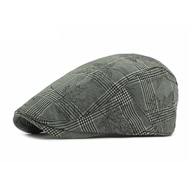 Spring Hat Autumn Beret British Vintage Paintsman Hat Printed Plaid Peaked Cap for Men