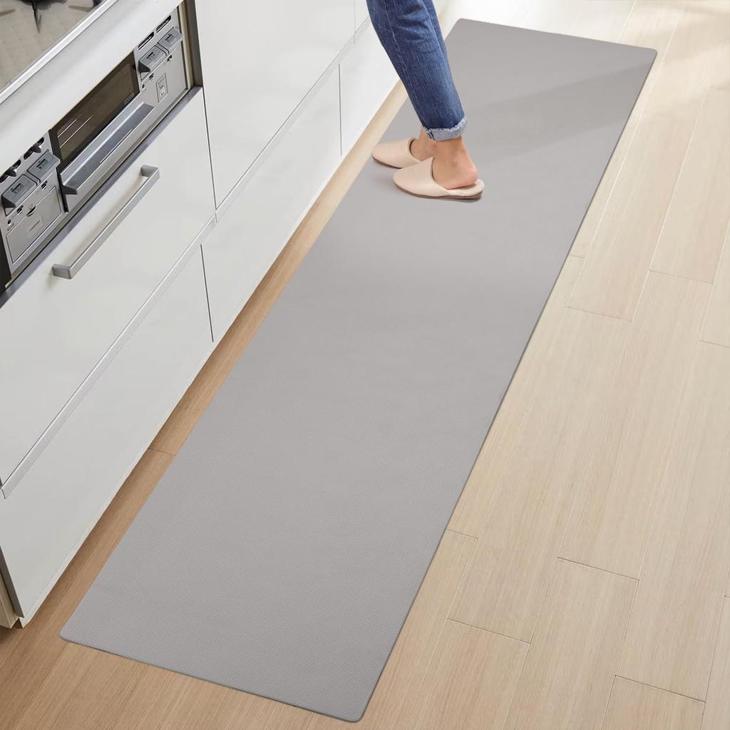 Wipeable Kitchen 6mm Memory No Washing PVC Kitchen Cushioned PVC Easy to Stays in Wipeable Kitchen Soft to Walk Gray Mat, 60x240cm, Thick, Foam,