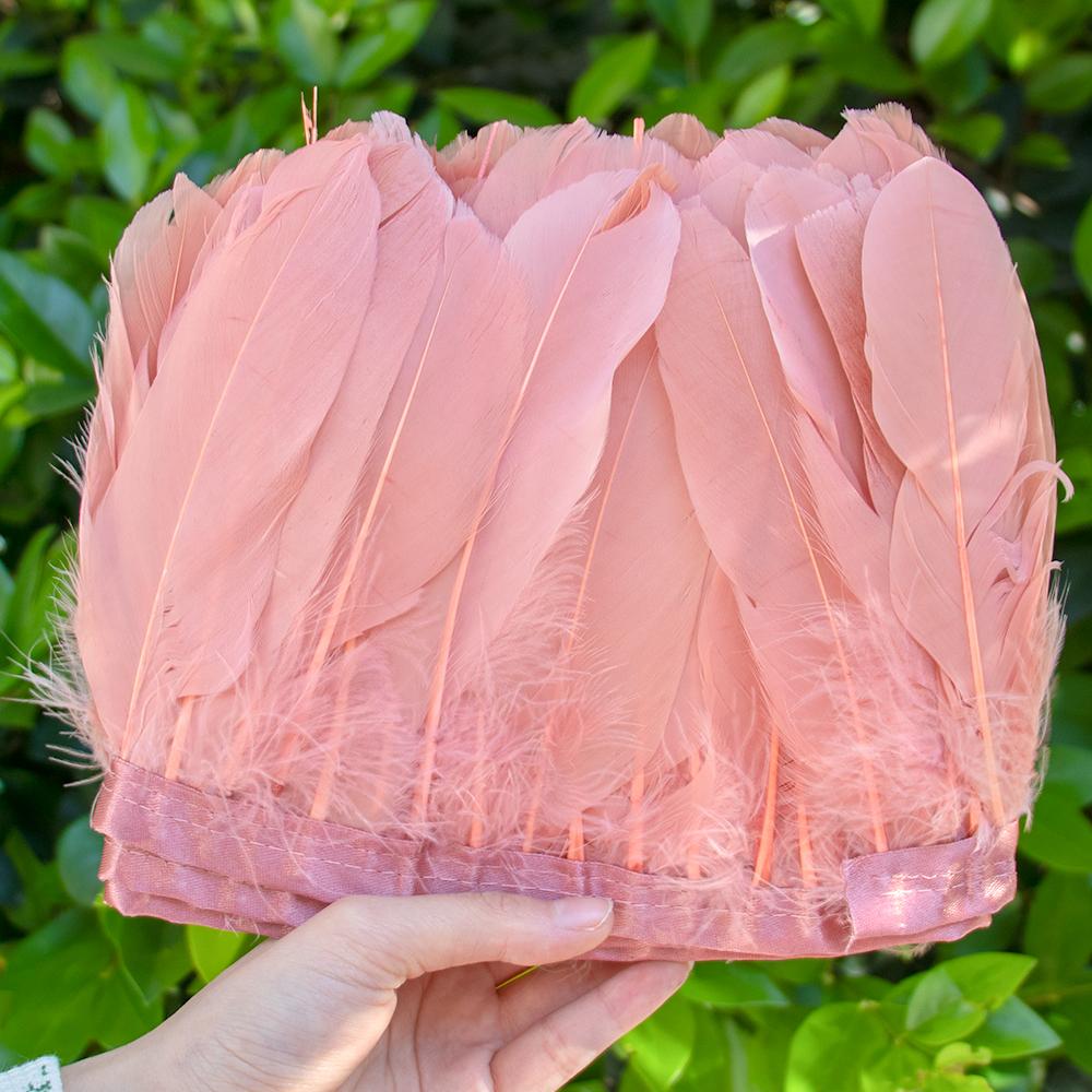2 Meter Natural Dyed Goose Feather Trim Fringe Ribbon for Wedding Decor Costume Accessories DIY Crafts Gift Wrapping Supplies