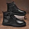 Fashion Autumn Men's New High Top Men's Trendy Versatile Thick Soled Workwear Casual Black Short Boots