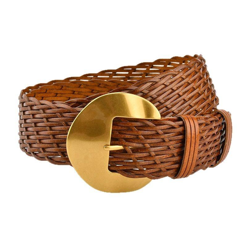 Women's Simple Woven Decorative Belt Retro High-end Sense Bohemian Fashion Versatile Skirt Accessories Belt Women