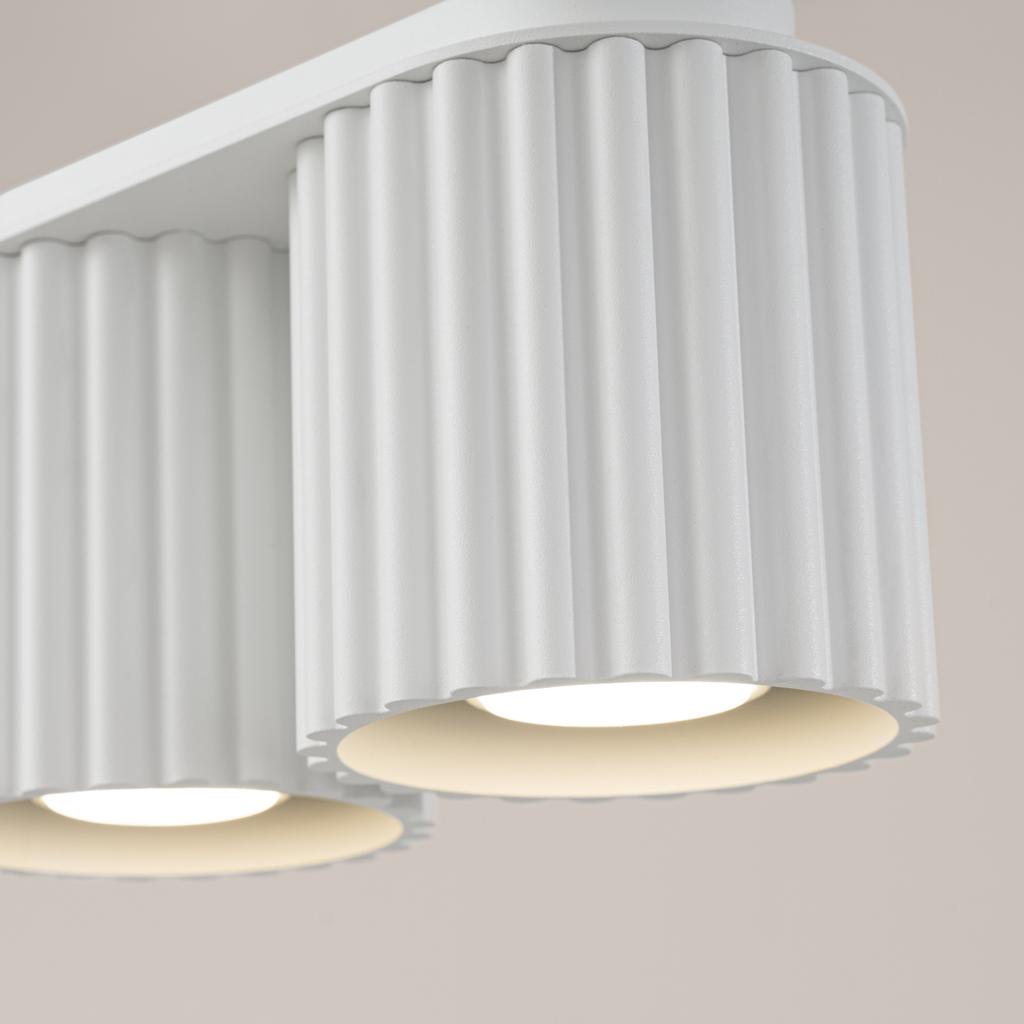 Lampa Sufitowa Nowoczesna Biała Owalna 21 Cm Ryflowane Spoty 2Xgu10 10W Aura Sollux Lighting