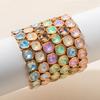 New Design Colorful 12mm Rhinestone Women Bracelet Enamel Gold Color Beads Boho Elastic Bangle