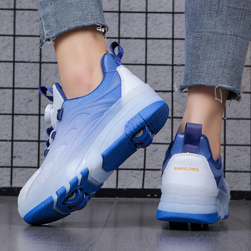 Burst runaway shoes four-wheel skating boys luminous two-wheel pulley children colorful