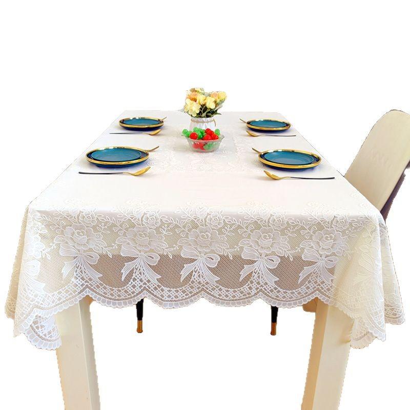 White Transparent Sagging PVC Rectangle Table Mat Plastic Thin Soft Glass Tablecloth Waterproof Table Protection LaceTable Cloth