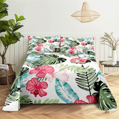 Bedding Sets Tropical Plants Bed Sheet Fashion Design Queen Size Flat Sheet Boys Girls Bed Sheet Set Bed Sheets and Pillowcases