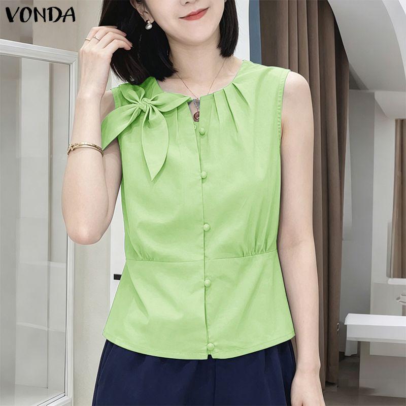VONDA Canottiere Casual Eleganti da Donna Estive Senza Maniche con Nodo a Fiocco Blusa