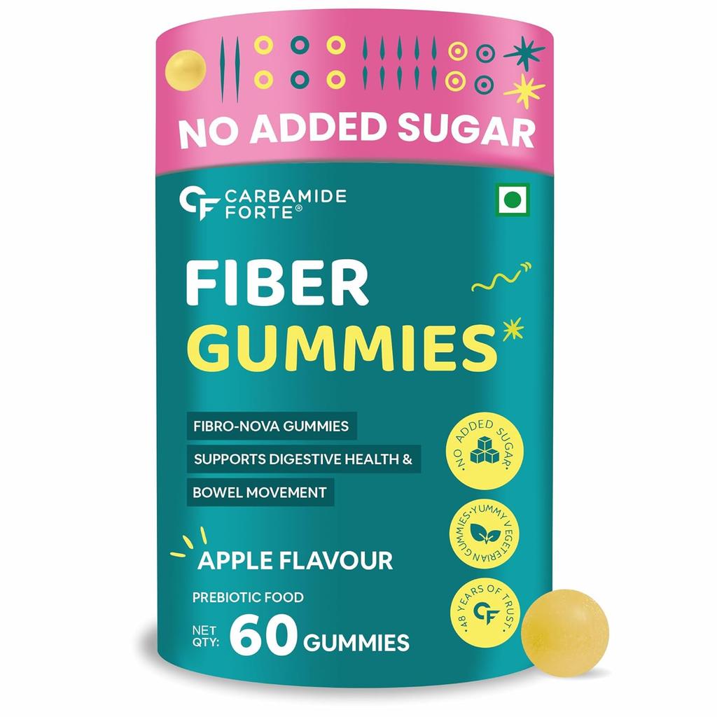 Gummies Carbamide Forte Fiber 60 ks Veg Jablečná příchuť Denní doplněk vlákniny pro zdravé trávení & Kontrolu hmotnosti