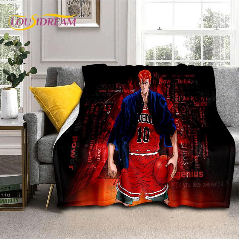 Cartoon Slam Dunk Basketball Anime Soft Blankets,Keep Warm Throw Blanket Comfortable Blanket for Picnic Beds Sofa Home Bedroom