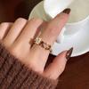Minimalist Geometric Multicolor Cubic Zirconia Copper Ring for Women Modern Rainbow Stackable Statement Finger Jewelry