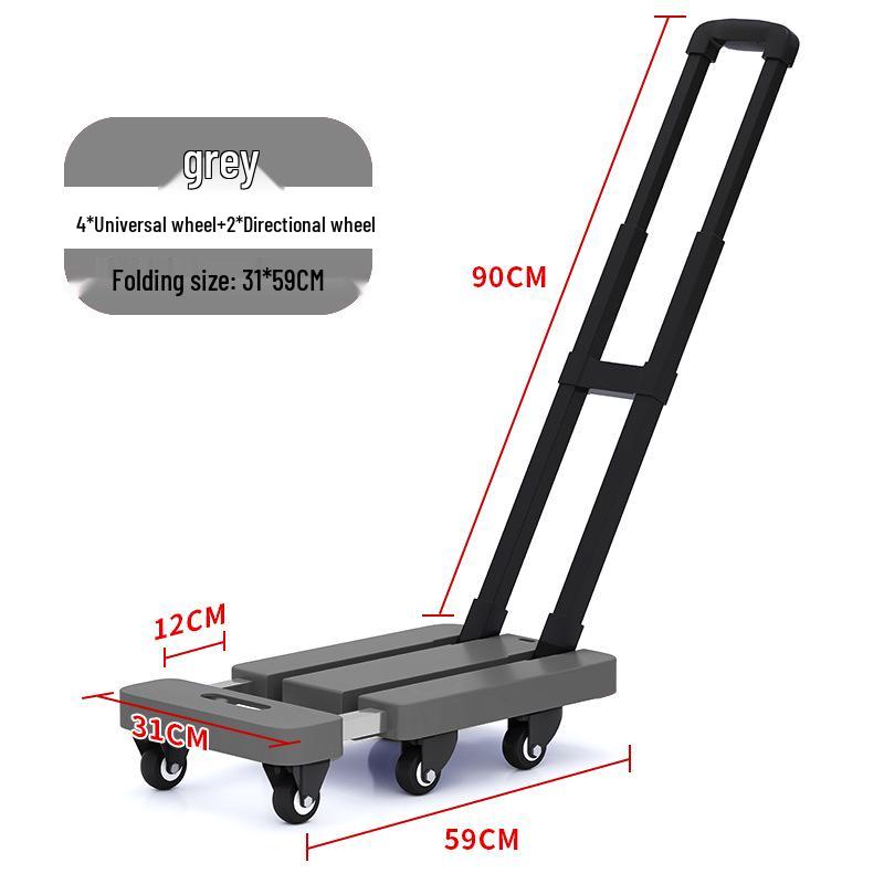 Chariot plat pliable compact à six roues pour le transport silencieux de marchandises