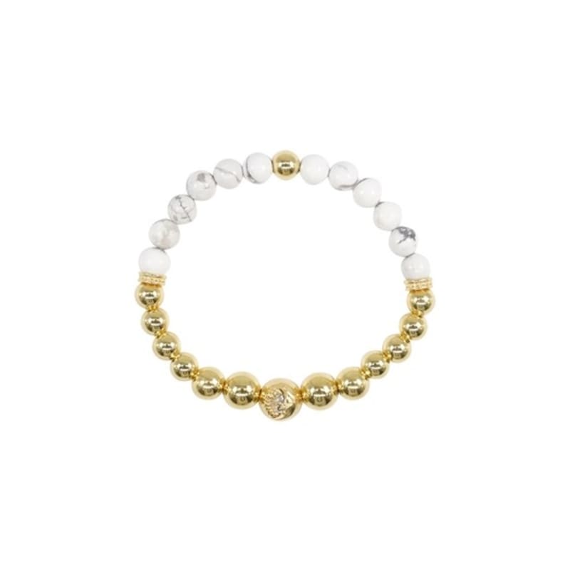 Aphrose Persona Color Stone Raw Stone Bracelet (Gold White)