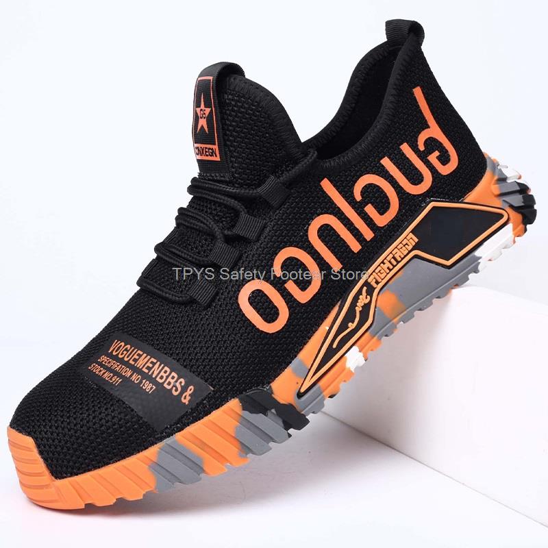 Guyisa Men's Safety Shoes New Steel Toe Work Safety Boots Air