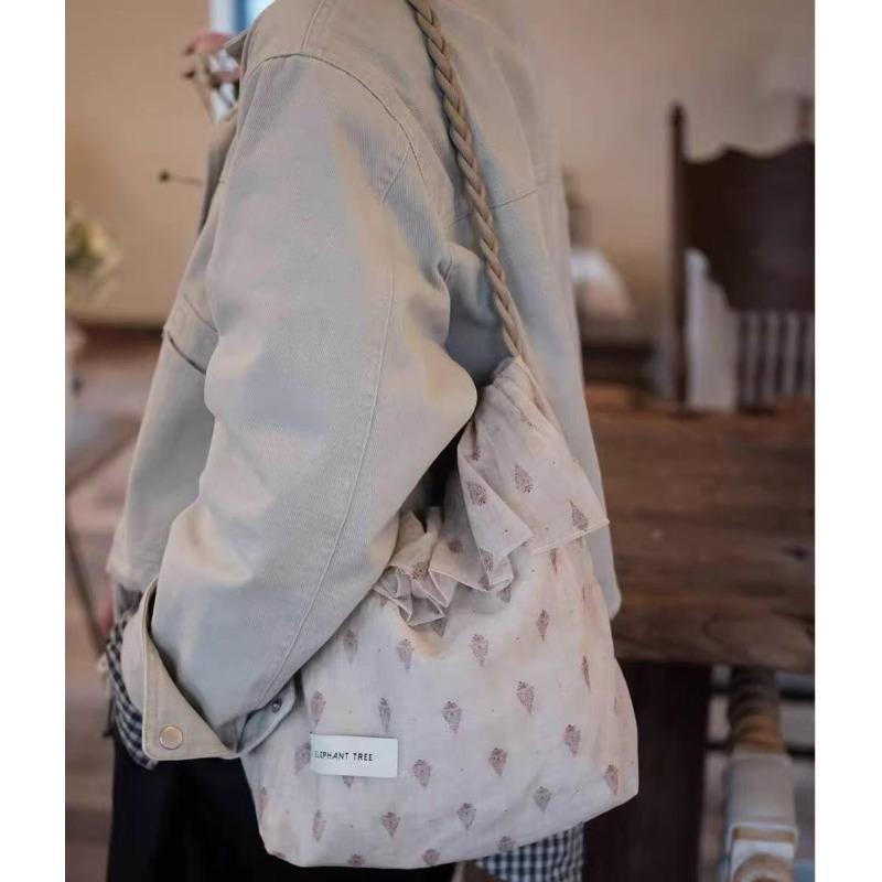 

Original lace hobo girl shoulder bag large capacity messenger bag commuter vacation new spring and summer canvas bag