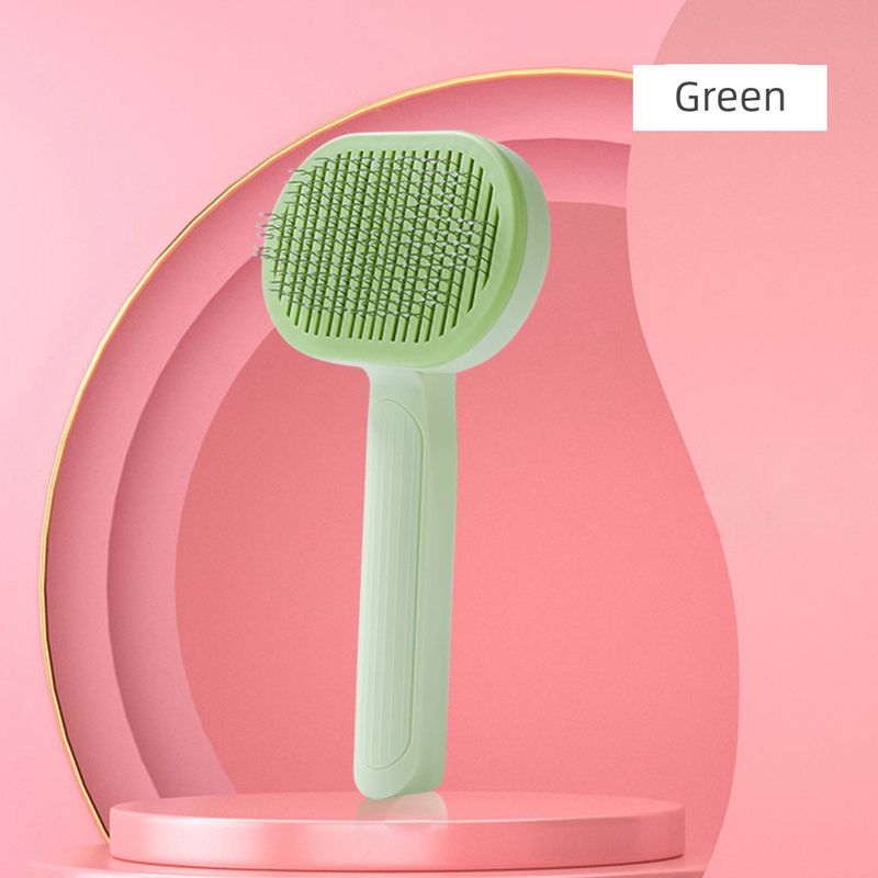 

New Arrival Float Hair Cleaning Needle Comb Knot Opening Massage Pet Comb Stainless-Steel Needle One-Click Hair Removal Cat Dog Grooming Brush Green color box