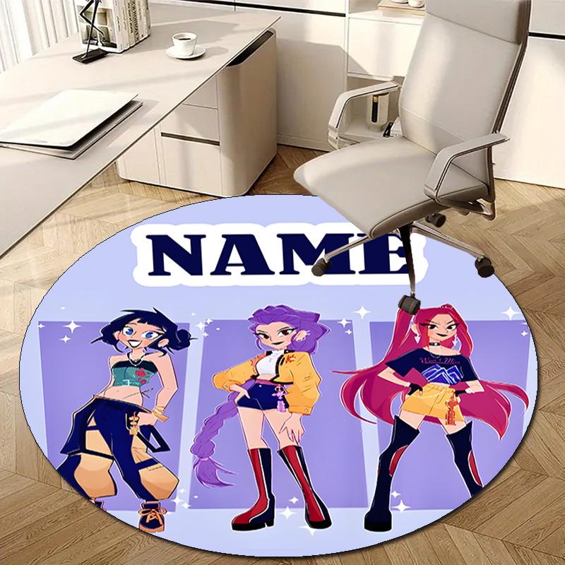 Personalized K-KPop Demon Hunters Round Chair Office Rug - Perfect for Mat, Office Chair & More - Ideal Gift for Birthdays and Holidays