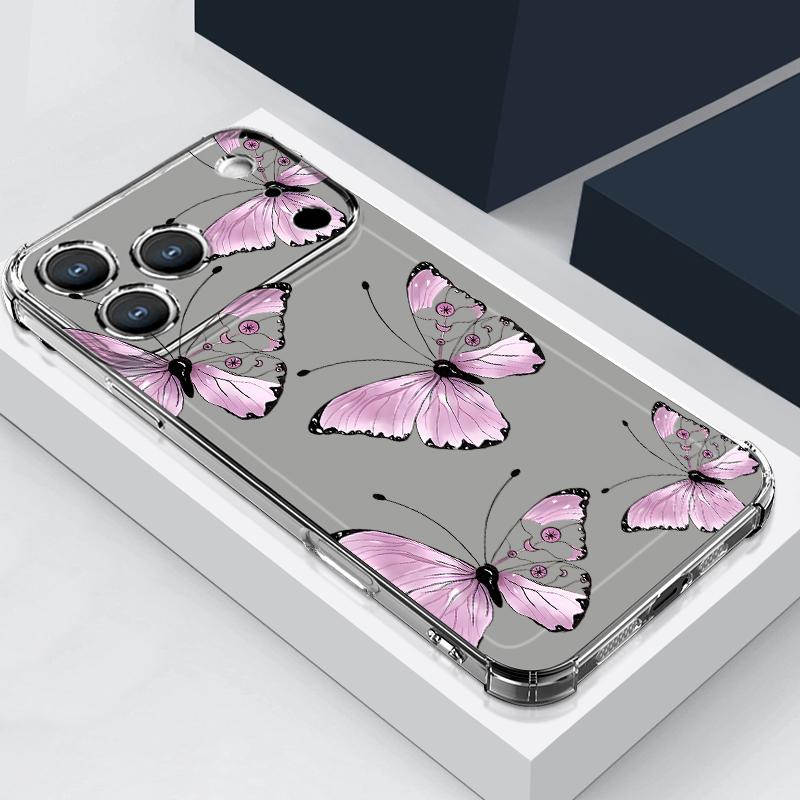 Multi-color Butterfly Pattern Case For iPhone 17 Pro Max Coque iPhone 16 15 14 13 Pro Max 11 Shockproof Clear Soft Silicone Cover