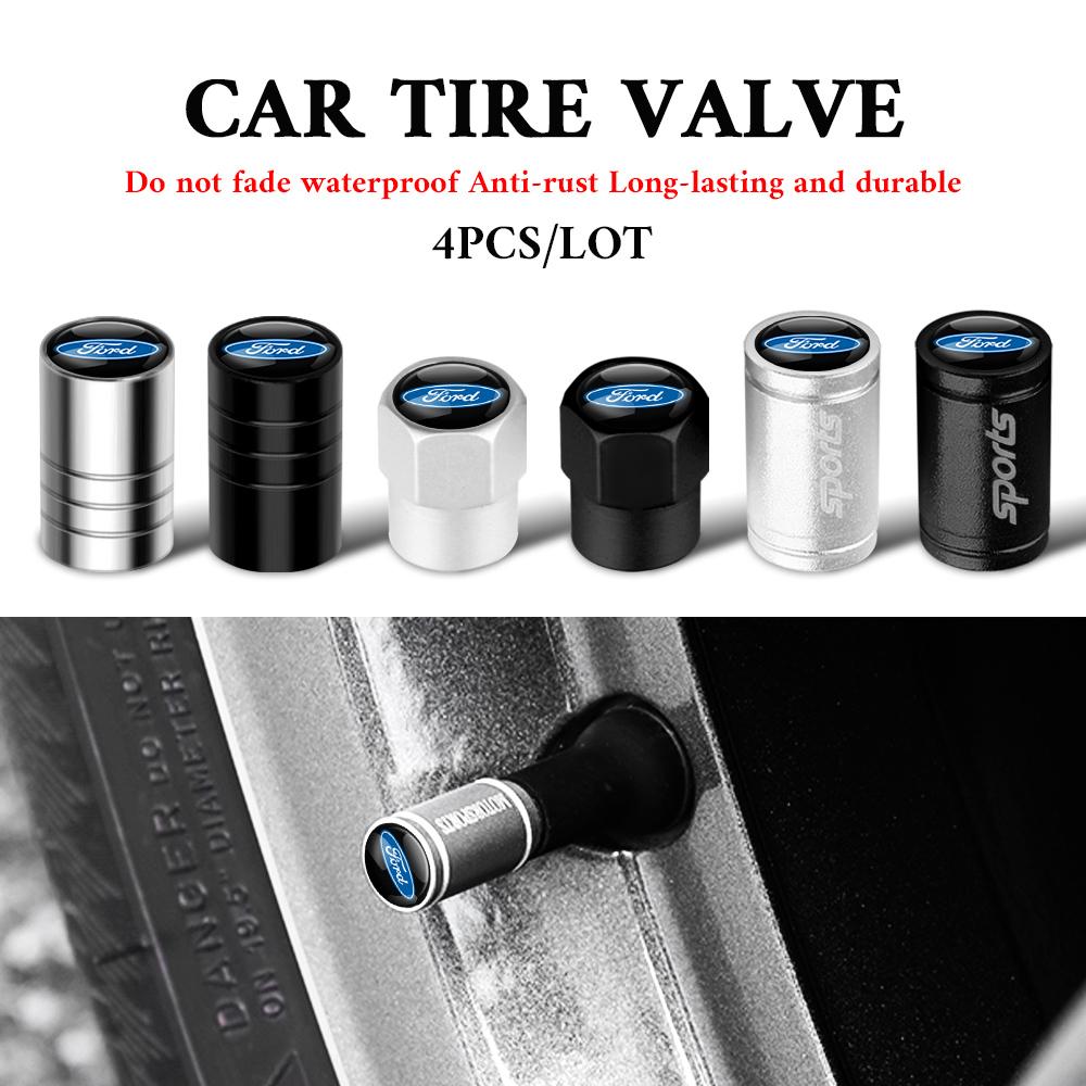 4PCS Car Styling Wheel Tire Valve Stem Cover Cap For Ford Mustang Focus 2 3 4 Mondeo Fiesta Kuga Ghia Shelby Fusion Ranger S-MAX