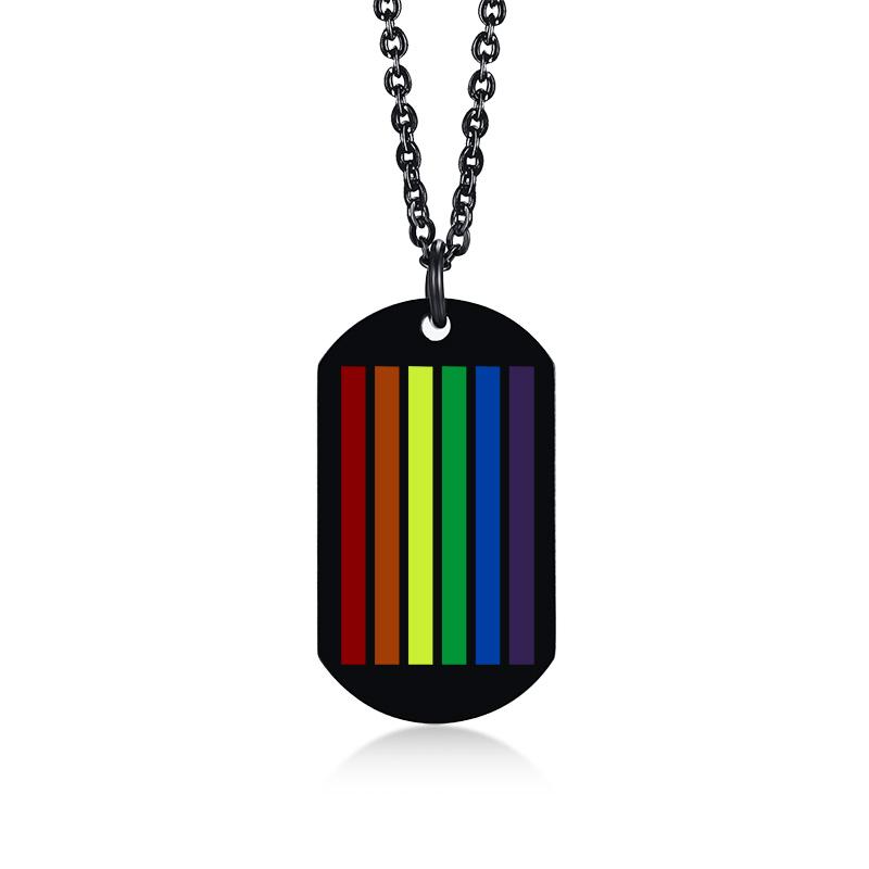 

Rainbow LGBT Gay Pride Dog Tag Military Necklace Pendant for Men Woman Stainless Steel Chain Jewelry BFF Gift