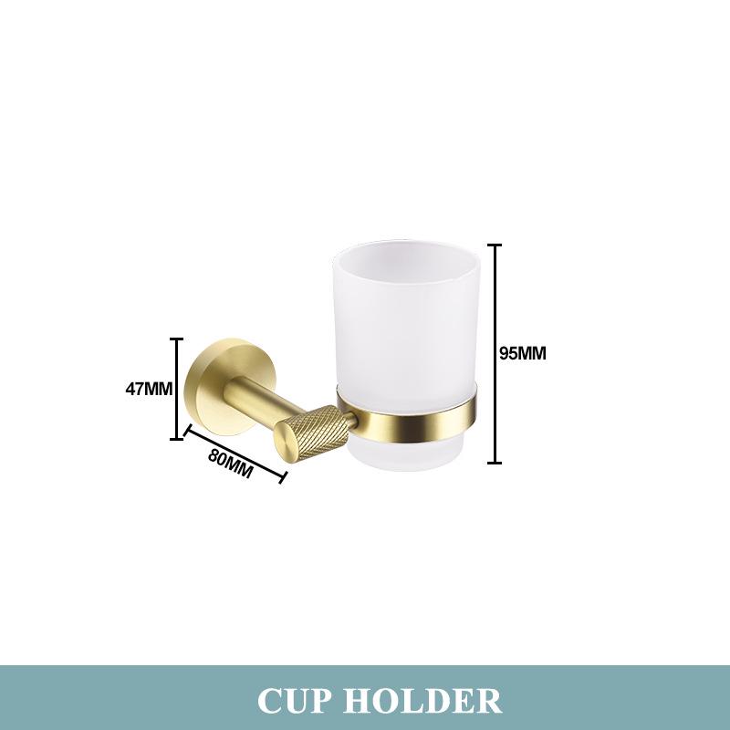 Brushed Gold 304 Stainless Steel Bathroom Set: Knurled Towel Rack, Towel Bar, Paper Holder, and Coat Hook