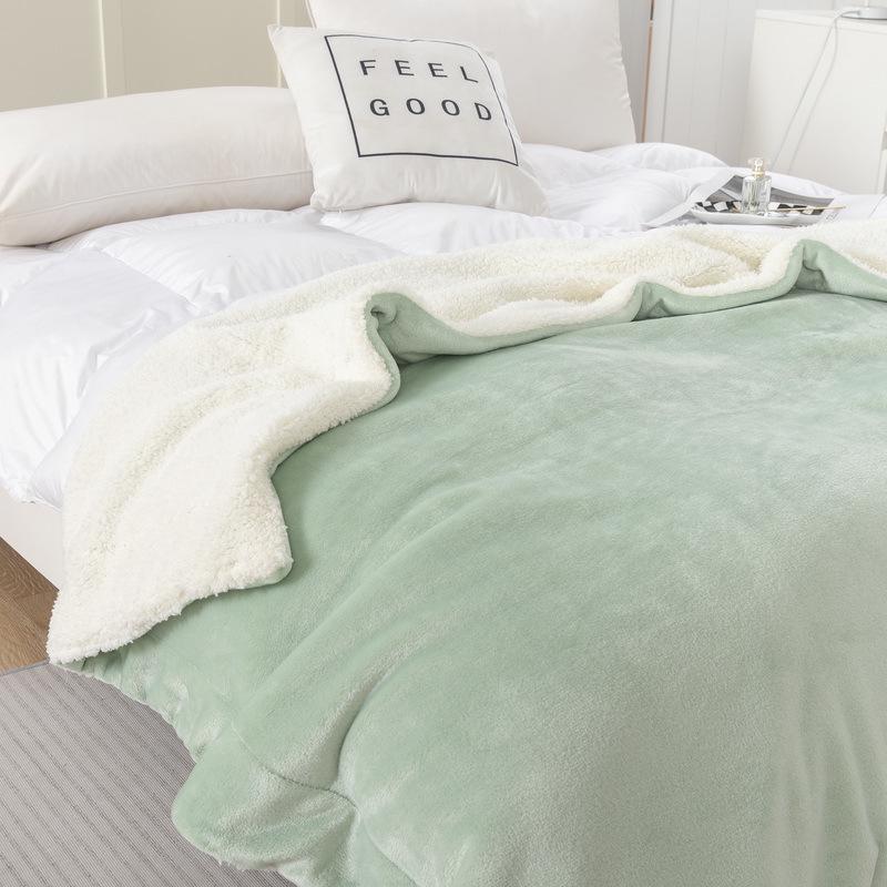 New Double-Layer Thick Lambskin Leisure Blanket for Sofa or Office Nap