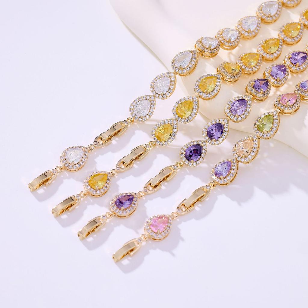 2026 European and American Style Zircon Bracelet, Women's Crystal Colorful Design, Rose Gold Texture Fashion Bracelet Accessories