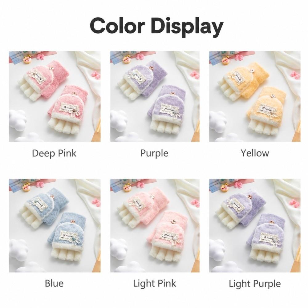 Soft Warm Kids Gloves Plush Writing Gloves Gifts Half Finger Mitten  for Girls Boys