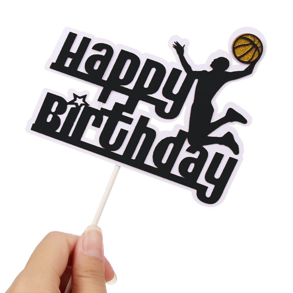 Sports Theme Party Cupcake Topper Soccer Football Happy Birthday Basketball Cake Topper