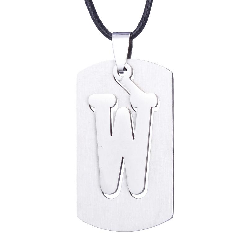 ZRM Jewelry Stainless Steel 26 English Alphabet Pendant Necklace Men Jewelry Personality Hollow Letter Pendant Friends Gifts