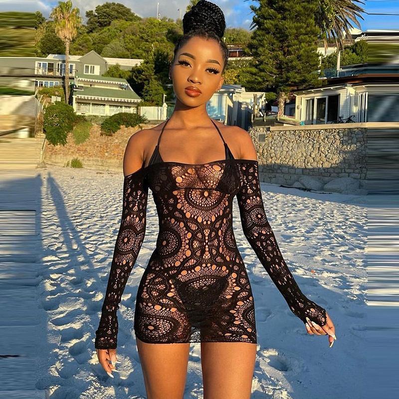Beach Dress Sexy Lingerie Dress Backless Uniform Short Skirt Passion Temptation Nightdress Bag Hip Beachwear Nightclub Clothing