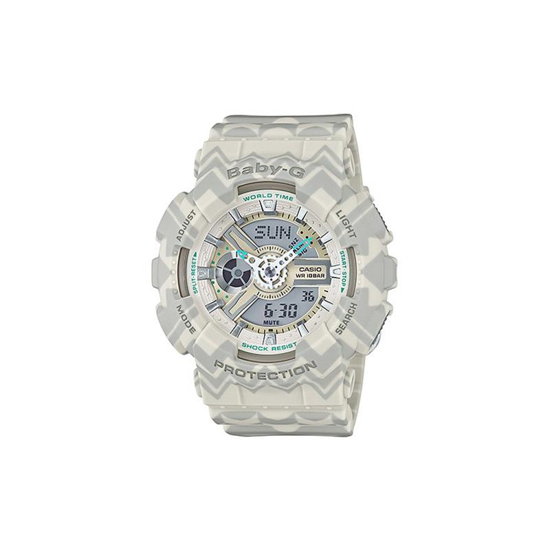 

Casio BABY-G Theme Series Fashionable and Vibrant Street Classic Pointer Dual Display Waterproof Movement Quartz Movement Resin Strap BA-110TP-8A белый