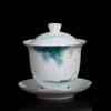 High Quality White Porcelain Gaiwan Portable Ceramic Tea Set Chinese Hand Painted Tea Bowl Tea Ceremony Accessories 170ml