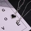 Korean Fashion Black Love Pixel Peach Heart Double Layer Womens Necklace For Fine Female Pendant Necklaces Party Jewelry