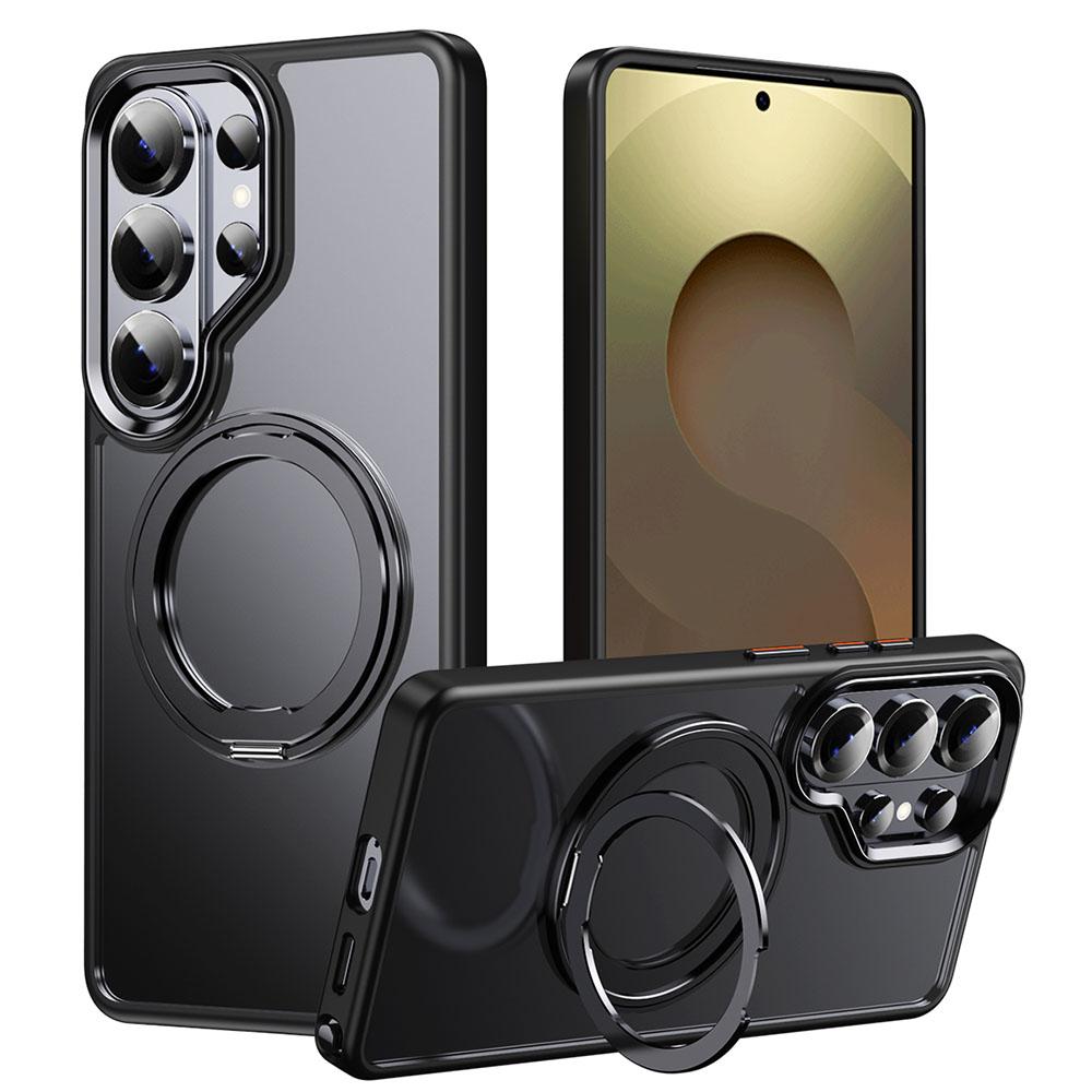 For Samsung Galaxy S26 Ultra Magnetic Case TPU + Acrylic + Metal Kickstand Matte Phone Cover