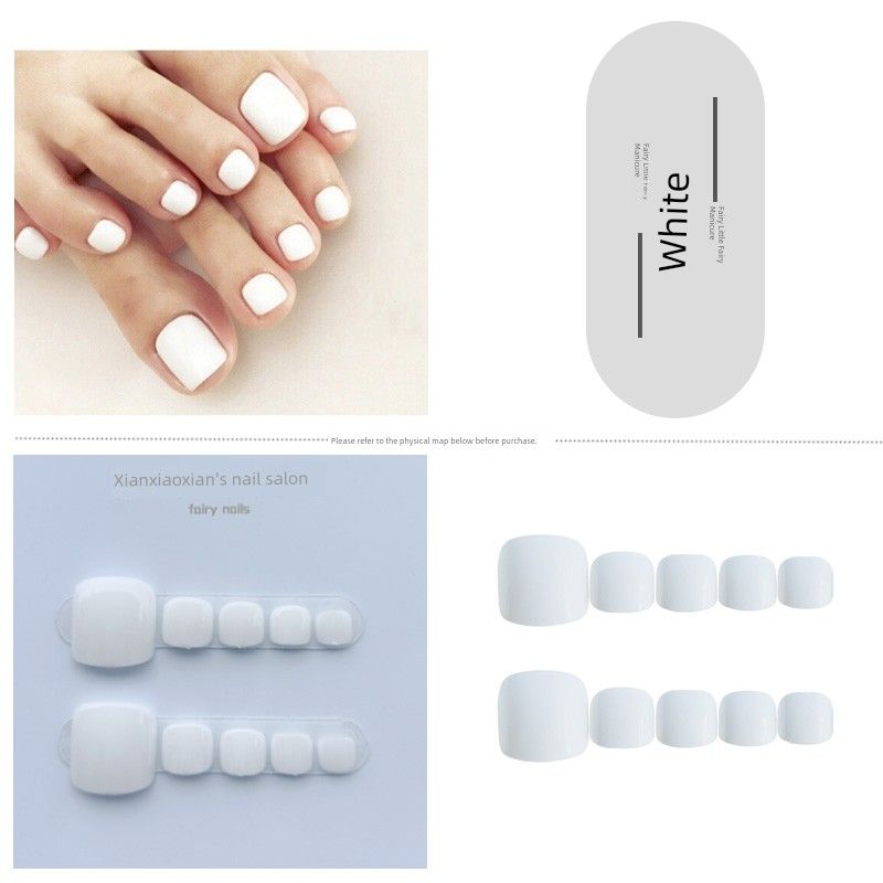 

Gentle Pink Pearl Light Gold Pink Wearable Nail Stickers Toenail Finished Reflective Fake Nail Tip Free Disassembly J-41 White