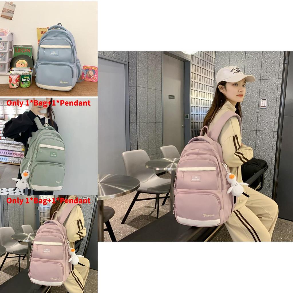 Bayore Letter Pattern Girls School Backpack With Polyester Material And Multiple Pockets For Daily Use