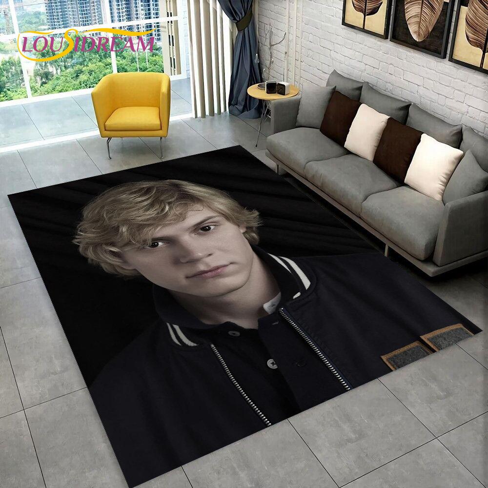 Cute Evan Peters Movie TV  Actor Area Rug,Carpet Rug for Home Living Room Bedroom Sofa Doormat Decor,kids Non-slip Floor Mat 3D