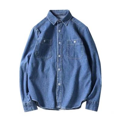 Erkek denim gömlek Düz Renk Uzun Kollu Tek Göğüslü Streetweed Yatak Açma Yaka Gevşek Gömlek Ceket Ceket Erkek Giysileri