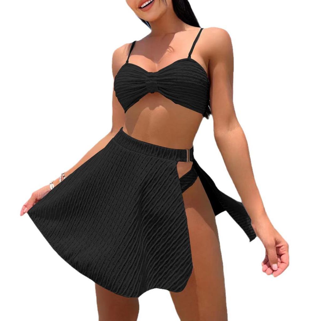 2023 European & American Sexy Mesh Skirt Three-Piece Bikini Set