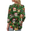 Women's Fashionable Casual Christmas Printed V-neck Top