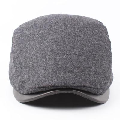 Hat Men'S Vintage Peaked Cap Material Leather Brim Beret Season Warm Forward Hat Hot Sale Hat