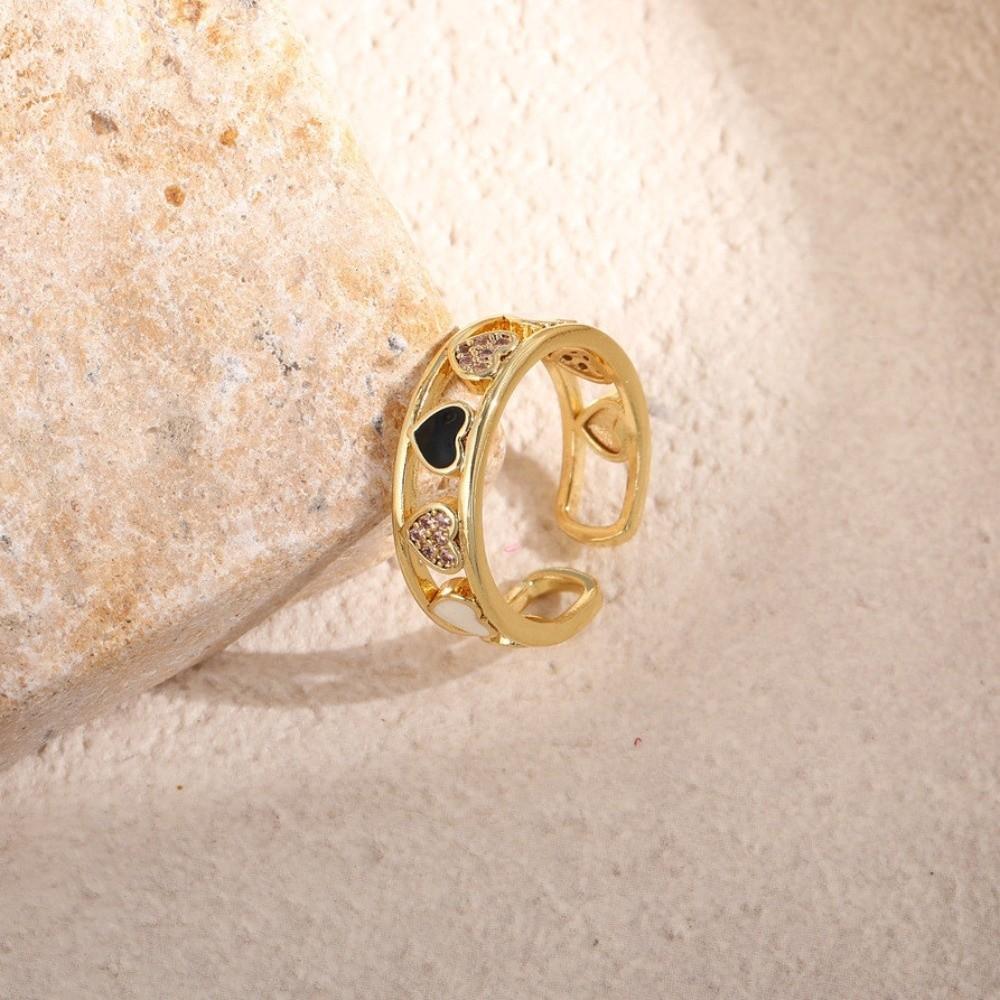 Jewelry Heart Ring Exquisite Rhinestone Ring Opening Finger Ring  Hipster