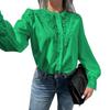 Vintage Embroidered Elegant Lace Blouse Women Lantern Sleeve Single-breasted Shirts For Women Fashion Casual Loose Tops 26218