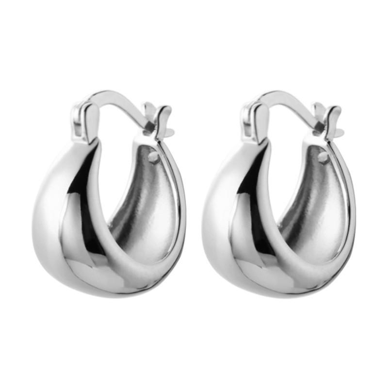 Sterling Geometric U-Shaped Stud Earrings Women Minimalist Polished Design Everyday Fashion Jewelry 925 Sterling Silver